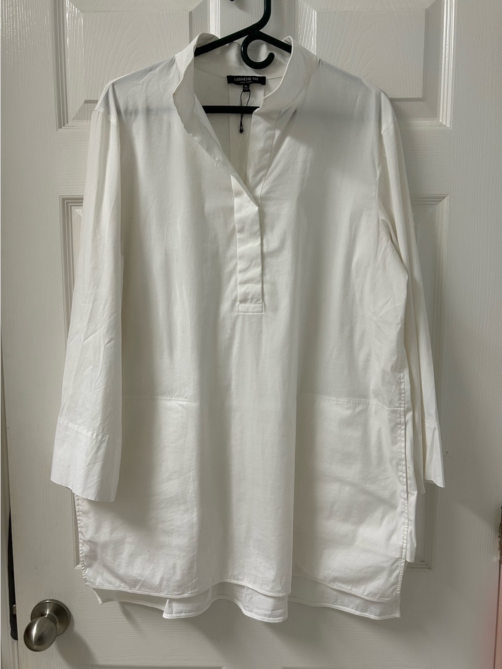 Lafayette 148 New York White Women’s 3/4 Lengths Sleeve Collared Tunic